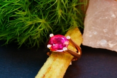 Bague tourmaline rose et diamants, or rose 18K