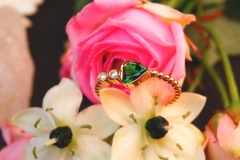 Bague grenat tsavorite et diamants, or rose 18K