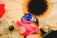 Bague Tanzanite et diamants, or blanc 18K