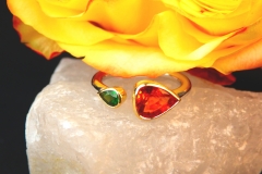 Bague Grenat spessartite et Grenat tsavorite, or blanc et or jaune 18K