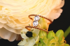 Bague 2 diamants, or blanc et rose 18K