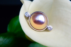 Bague Perle et diamants, or blanc 18K